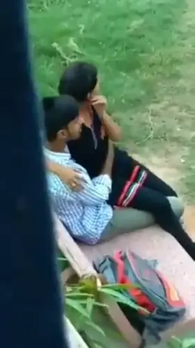 This 19 year old couple can't stand it and they have sex in the park and are caught on camera