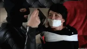 Gagged with dirty panties by ruthless catburglar