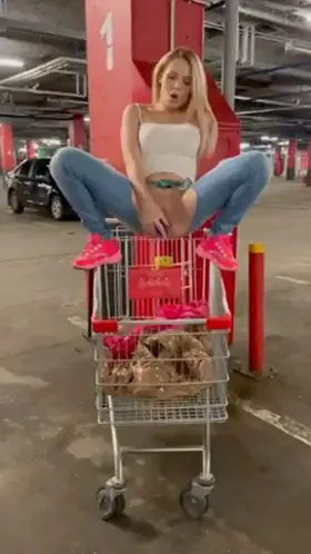 Going Wild In The Parking Lot on Her Trolley