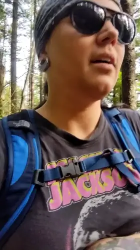 Flashing my natural tits in nature