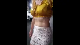 Satin top with no bra...