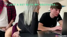 Sis Becomes Both of Her Brothers’ Personal Slut