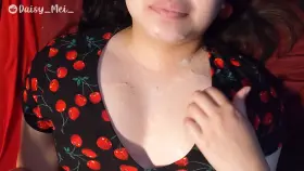 he decided my outfit would be cuter with cum on my chest 😋