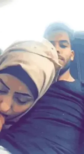 Lucky guy gets his dick sucked by beautiful hijab slut