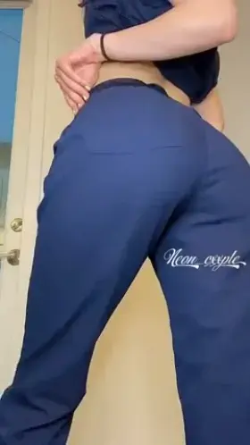 The scrub bottoms come off, surprised by what’s underneath?