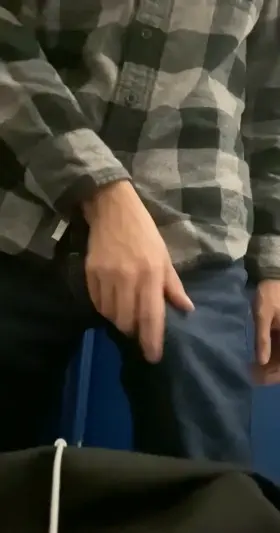 Jerking my teen bwc off in a public bathroom