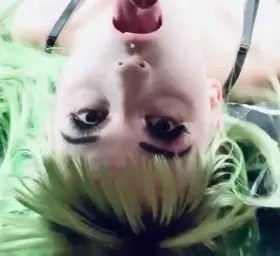 Staring at the camera as he fucks my mouth (F/M)