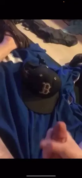 After edging huge cumshot on the Boston hat .
