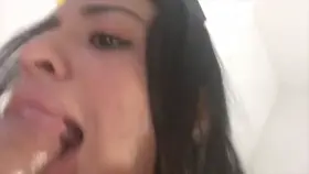 Brunette deep blowjob