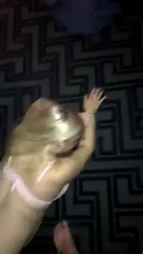 Licking cum off a hotel floor