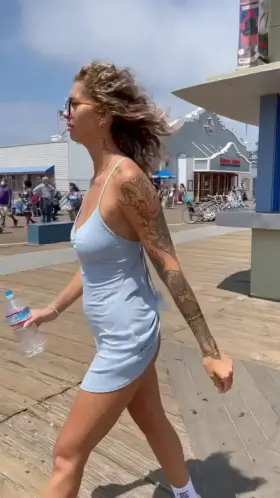 Booty flash in public.