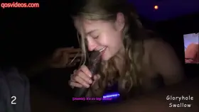 White girl can’t help herself with black cock in her mouth