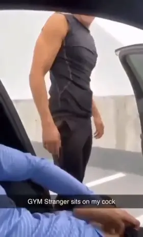 GYM stranger sits on his cock