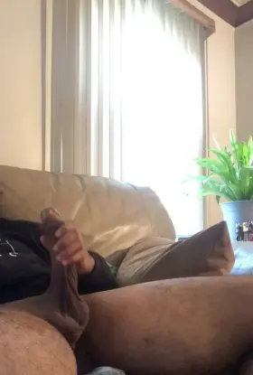 On The Couch Stroking My Monster Cock