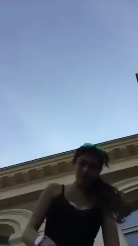 Big Tit Brunette Girl Stripping Naked In Public