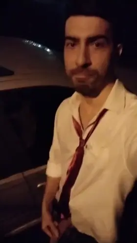 At a public parking lot. I was best man at a wedding and had a small fugue after the ceremony.