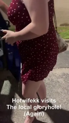 Three strangers creampie wife at the gloryhole while husband watches