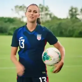 Alex Morgan wearing the new US kit for the first time
