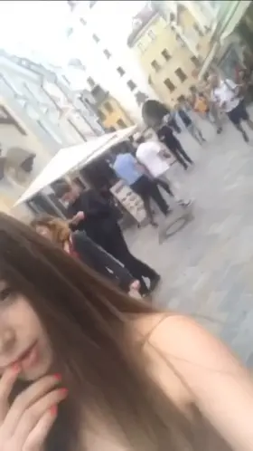 Sexy boobs walking nude in public
