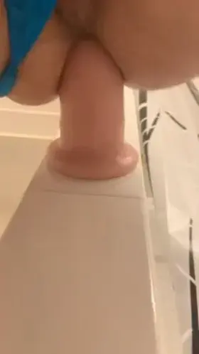 Using my hole to ride a wall mounted dildo (18)