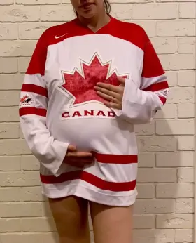 Do you like a pregnant girl in a hockey jersey?
