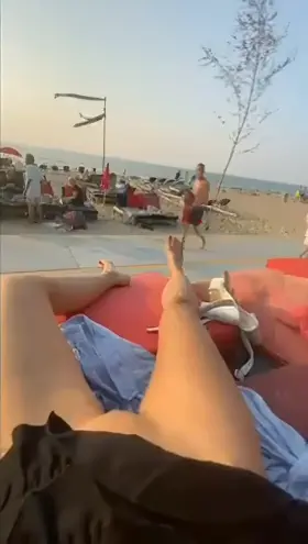 A Wife flashing her pussy to the men who walk past