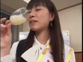 Elegantly drinking that cum