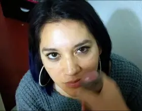 Freckless slut gets a load