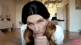 Pretty sissy sucking big cock