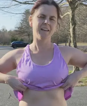 Flashing my mom boobs at the state park parking lot :)