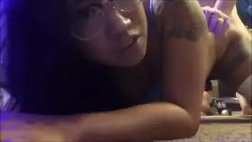 Asian with glasses plowed