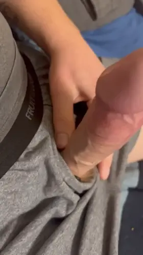 Precum leaks out under my foreskin ☺️💧