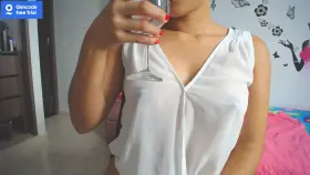 pouring water over my breasts [f}