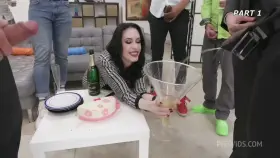 Anna De Ville celebrating her birthday the right way