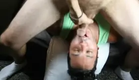 Upside down and throatfucked