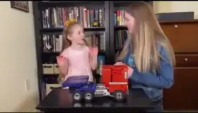 Little girl with her new amazing toy