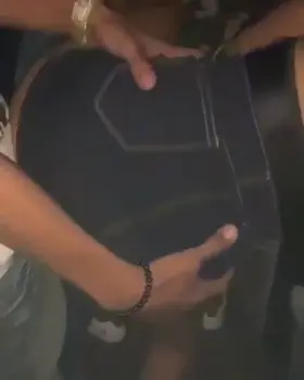 Giving him a dance at the club with the skirt pulled up