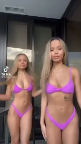 Petite blonde twin girlfriends end up in the shower (NSFW)