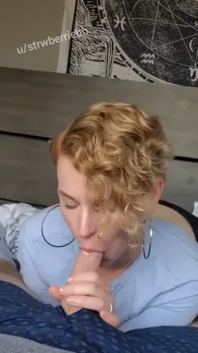 She got startled but kept licking him until completion anyways