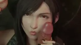 Tifa makes a cock cum on her pretty face