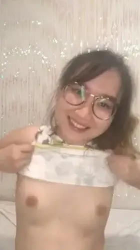 Cute Asian biology tutor with glasses (me) doing a boob drop 😳