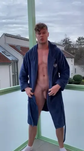 Giving the neighbours a show so they can see a real man