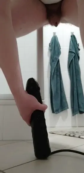 Cumming on my biggest dildo