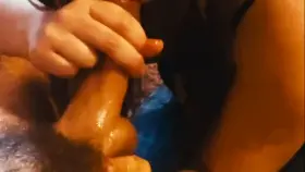 watch me, as I worship his balls and dick, until he cums all over my tits