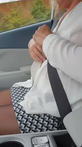 [OC] showing her boobs in car...