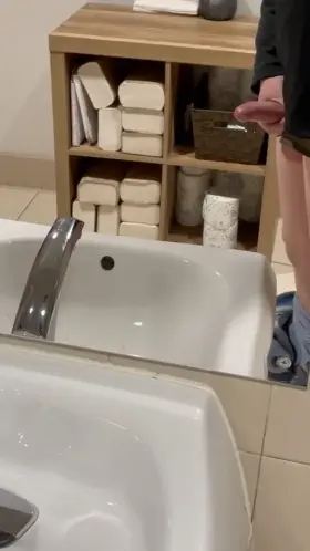 Just a quick tug in the nice bathroom at the office