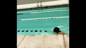 the other guys at the pool are trying to act like they're not watching me..