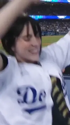 Tongue out & jumping (Dodgers)