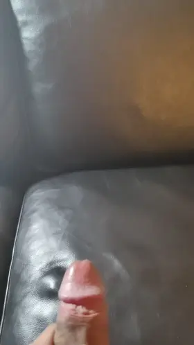 Insane load blasted on leather couch