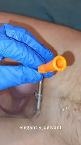 Mistress using a catheter to sound me during a teasing session